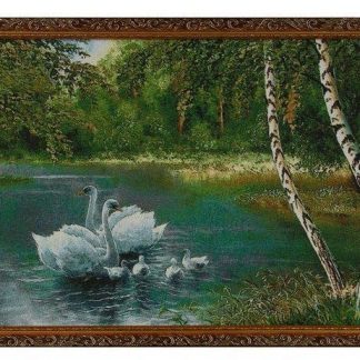 Купить Картина гобеленовая "Белые лебеди у берёзок" в Москве по недорогой цене