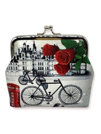 Купить Кошелек для мелочи на фермуаре "Велосипед и роза" в Москве по недорогой цене