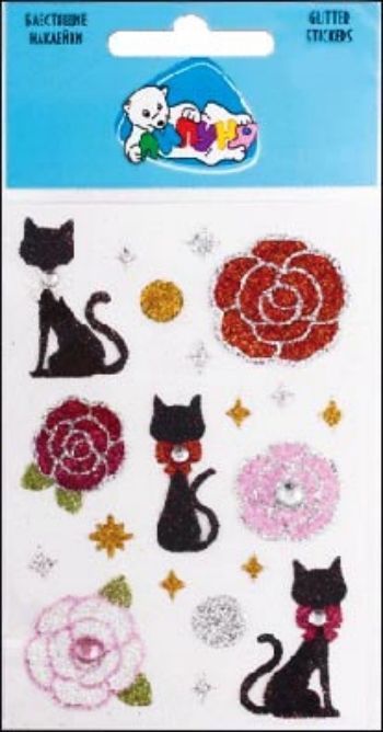 Купить Блестящие наклейки. Липуня "Розы и кошки" в Москве по недорогой цене