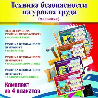 Купить Комплект плакатов "Техника безопасности на уроках труда"  (мальчики): 4 плаката в Москве по недорогой цене