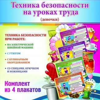 Купить Комплект плакатов "Техника безопасности на уроках труда"  (девочки): 4 плаката в Москве по недорогой цене