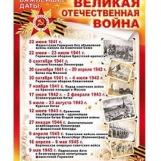 Купить Плакат "Великая Отечественная война. Важнейшие даты" в Москве по недорогой цене
