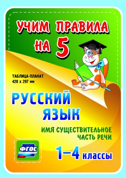 Купить Русский язык. Имя существительное. Часть речи.1-4 классы: Таблица-плакат 420х297 в Москве по недорогой цене