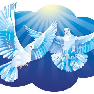Купить Плакат вырубной "Пара голубков": 294х419 в Москве по недорогой цене