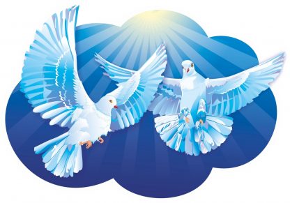 Купить Плакат вырубной "Пара голубков": 294х419 в Москве по недорогой цене