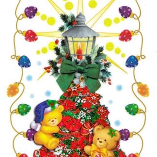 Купить Новогодние наклейки на окна "Медвежата на красной елке" в Москве по недорогой цене
